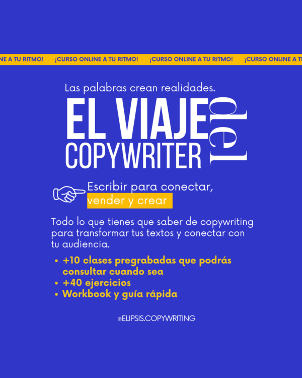 Curso online: El viaje del copywriter: escribir para conectar, vender y crear