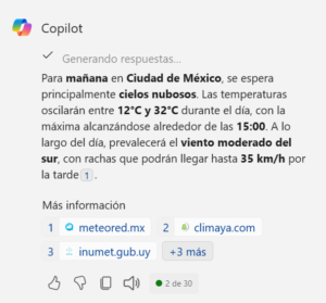 Uso de la inteligencia artificial Bing.