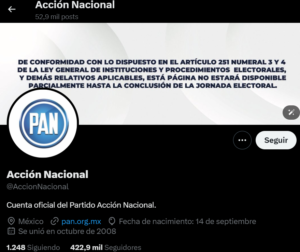 Banner de la red social X del Partido de Acción Nacional (PAN)